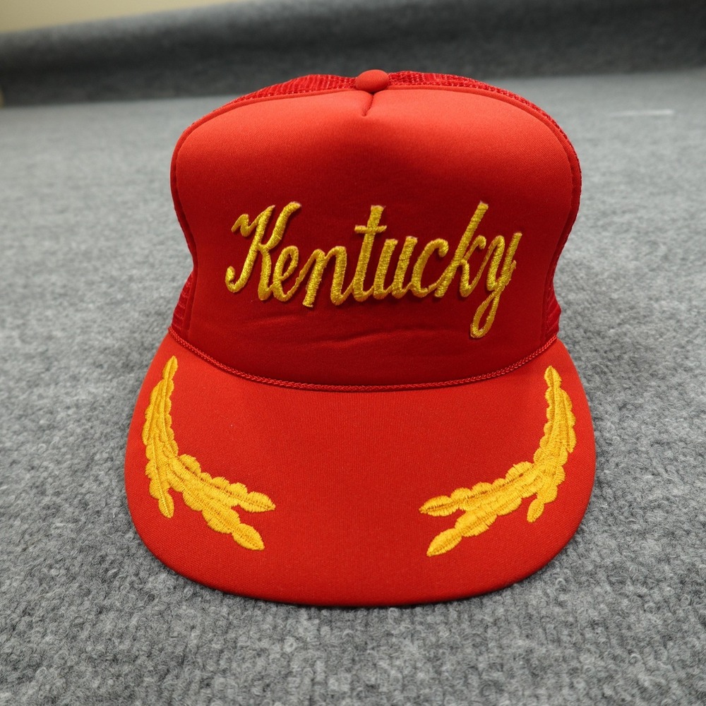 Vintage Kentucky Hat Cap Snap Back Mens Red Trucker Mesh Scrambled Eggs - Picture 3 of 11